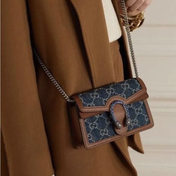 AUTHENTIC GUCCI GG Super Mini Denim Dionysus - Picture 2 of 16